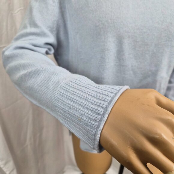 Rachel Zoe 100% 2-ply cashmere sweater light blue with rolled neck size XL EUC - Picture 3 of 10